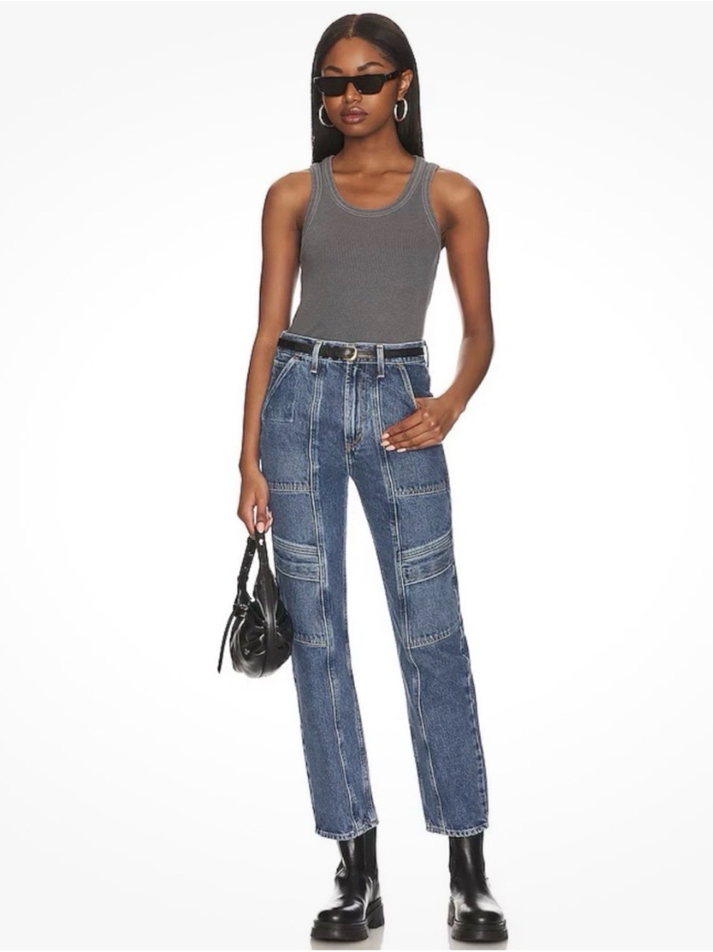 AGOLDE Cooper High-Rise Cargo Ankle Jeans In Regulation Blue Size 27 Six Pocket